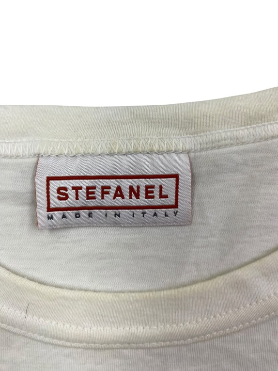 STEFANEL T-SHIRT VINTAGE BLUE HAWAII WHITE MENS L