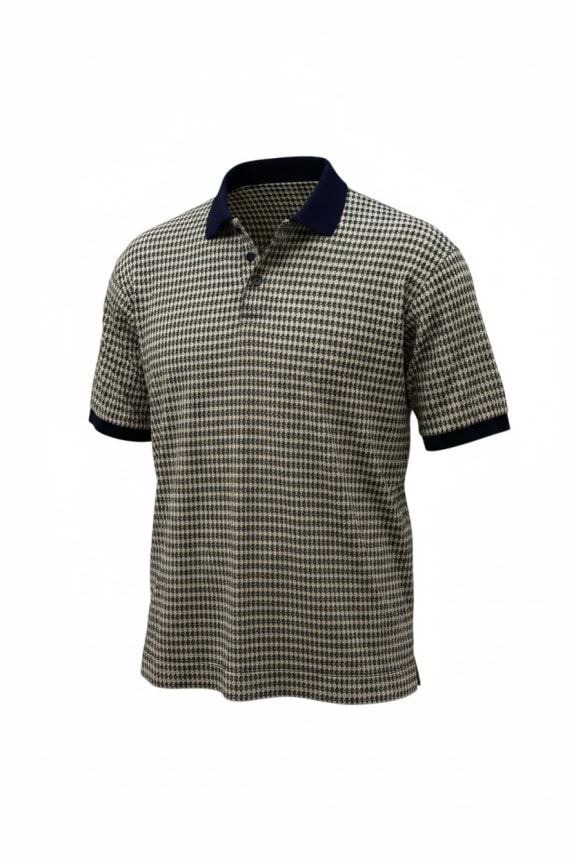 Stoneriver Outfitters Patterned Polo Blue-Beige Unisex L