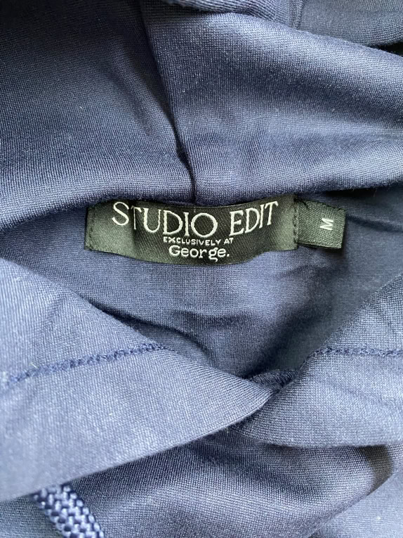 Studio Edit Φούτερ Hoodie Casual Λογότυπο Μπλε Σκούρο Ανδρικό M