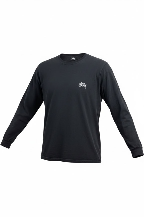 STÜSSY Long Sleeve Logo Streetwear Shirt Black Unisex M