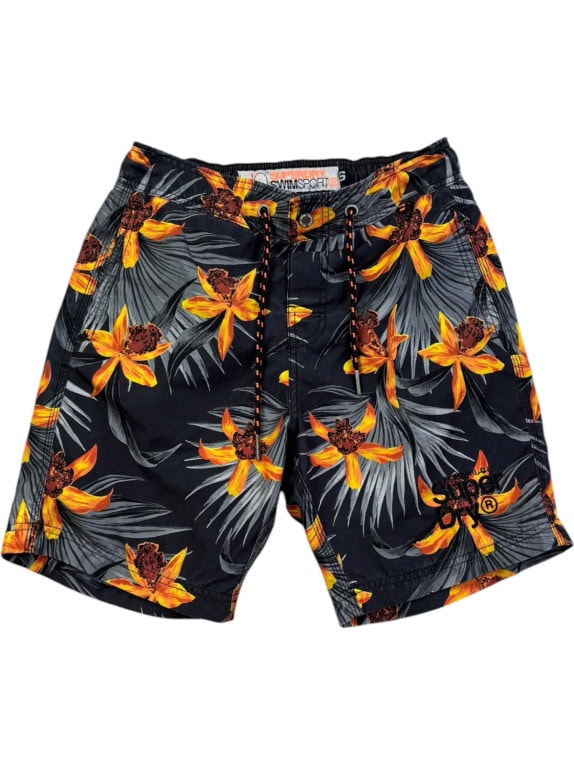 SUPERDRY COSTUME SHORTS TROPICAL NERO UOMO PRE OWNED S