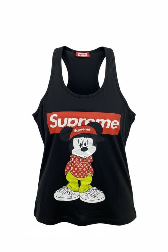 SUPREME canotta (tank top) vintage print Mickey Mouse nera da uomo S