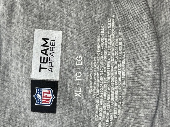 TEAM APPAREL NFL TEE SPORTY GREY UOMO PRE OWNED XL