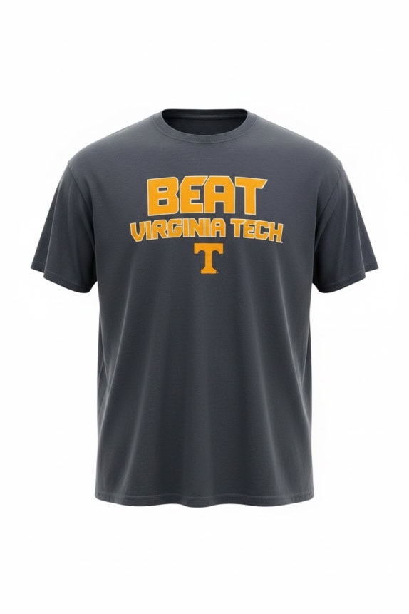 TENNESSEE VOLUNTEERS T-SHIRT BEAT VIRGINIA TECH LOGO BLACK UNISEX XL