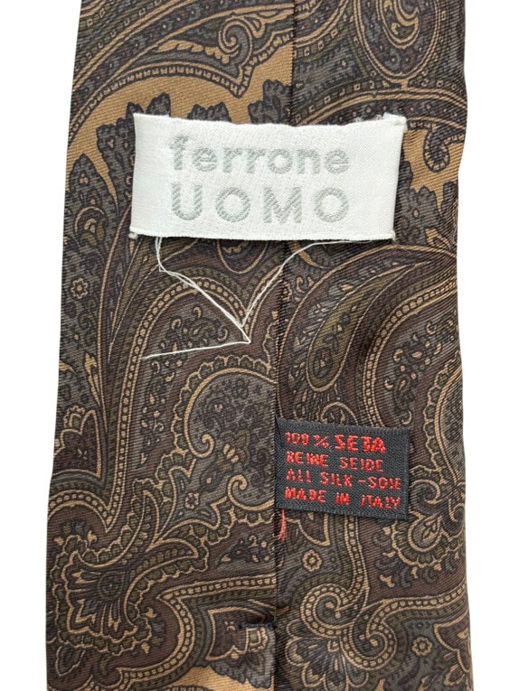 TERRONI TIE PAISLEY BROWN MENS PRE OWNED