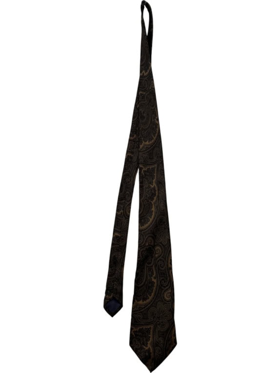 TERRONI TIE PAISLEY BROWN MENS PRE OWNED