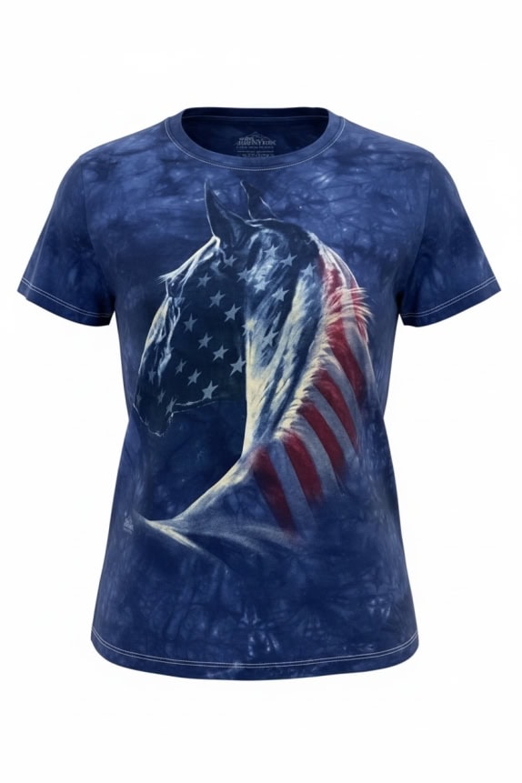 THE MOUNTAIN T-Shirt Tie-Dye Graphic Horse Print Μπλε Γυναικείο L