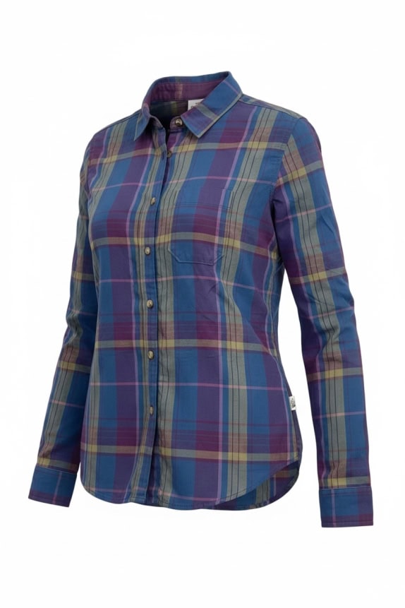 THE NORTH FACE SHIRT CLASSIC PLAID BLUE WOMEN PRE OWNED S