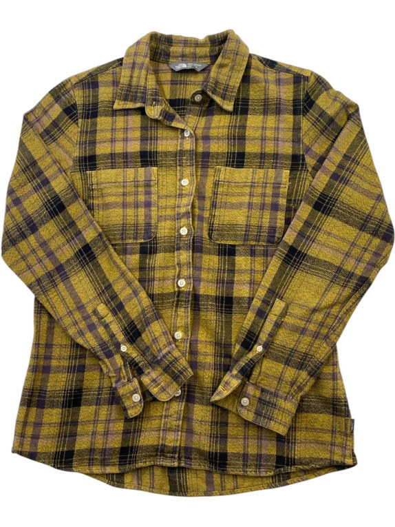 THE NORTH FACE FLANNEL SHIRT PLAID YELLOW WOMEN PRE OWNED S