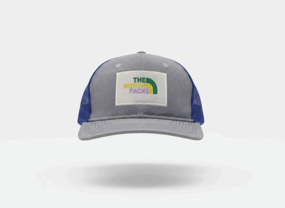 THE NORTH FACE TRUCKER CAP RETRO GREY BLUE UNISEX PRE OWNED