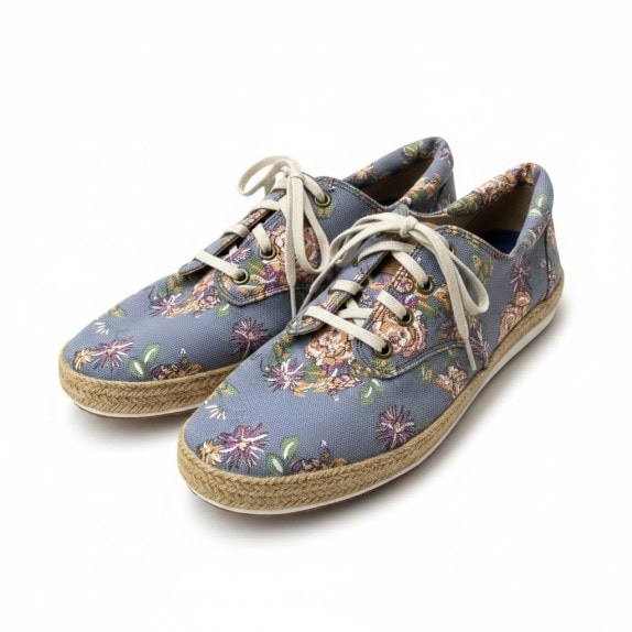 TIMBERLAND EARTHKEEPERS ESPADRILLE SNEAKERS FLORAL BLUE WOMENS PRE OWNED EU 38