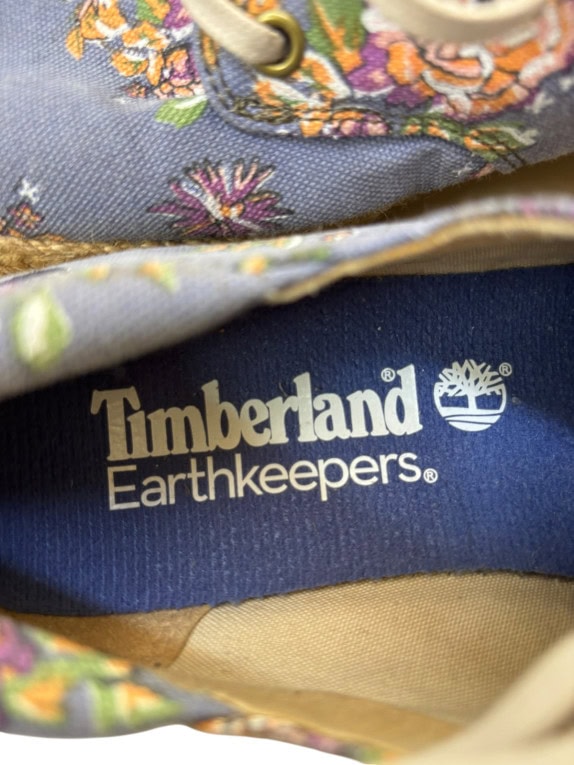 TIMBERLAND EARTHKEEPERS ESPADRILLE SNEAKERS FLORAL BLUE WOMENS PRE OWNED EU 38