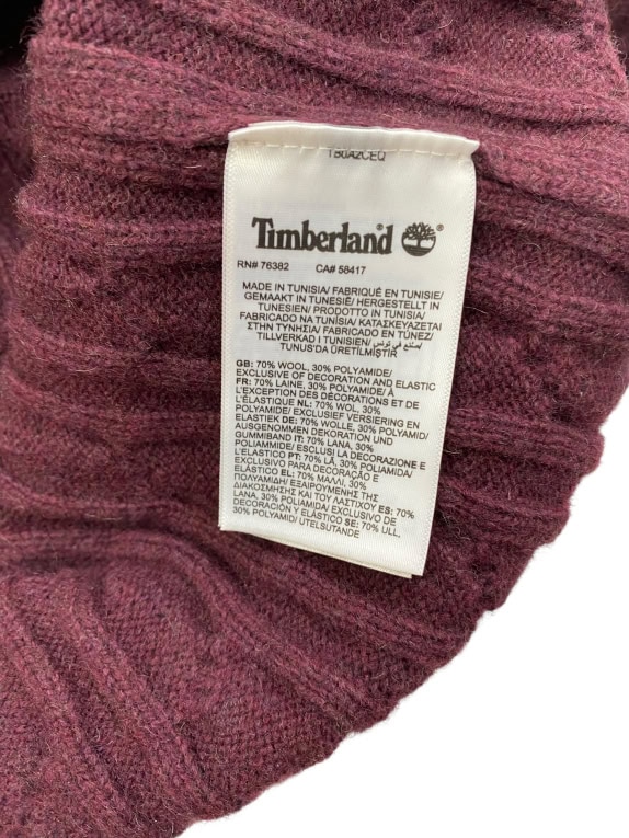 TIMBERLAND CABLE KNIT SWEATER LOGO BURGUNDY MENS M