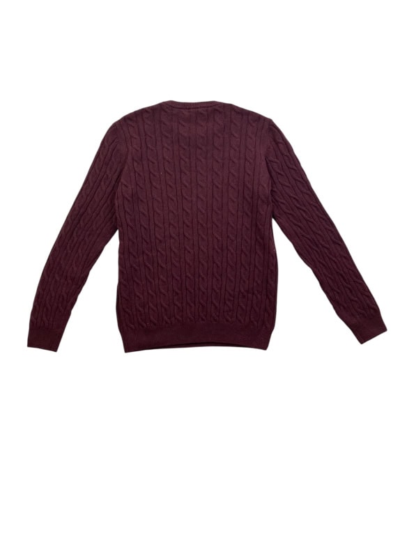 TIMBERLAND CABLE KNIT SWEATER LOGO BURGUNDY MENS M