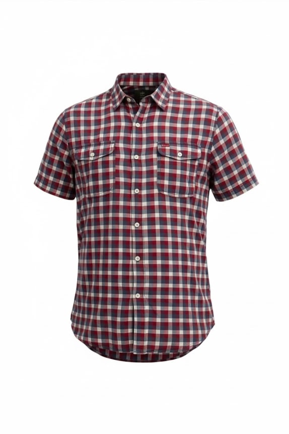 TIMBERLAND SHIRT CASUAL CHECKED EMBROIDERED LOGO RED/BLUE MEN'S M
