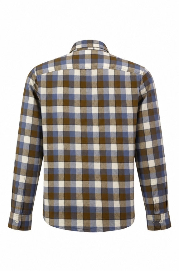 TIMBERLAND ΠΟΥΚΑΜΙΣΟ CHECKED ΜΠΛΕ ΚΑΦΕ ΑΝΤΡΙΚΟ PRE OWNED L