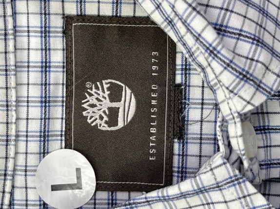TIMBERLAND SHIRT CHECKED CASUAL WHITE BLUE MEN PRE OWNED L