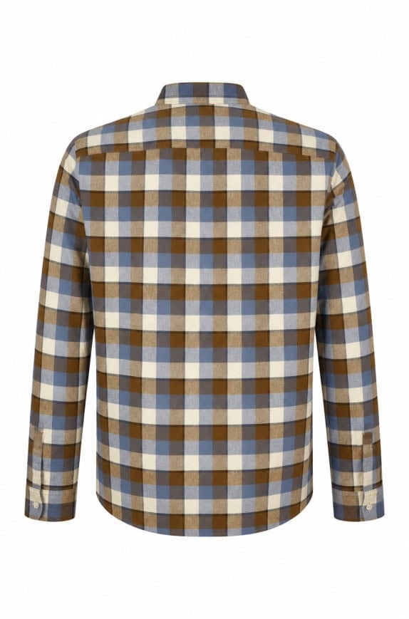 TIMBERLAND CHECK SHIRT CLASSIC BLUE BROWN MENS PRE OWNED L