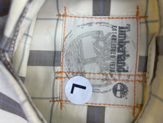 TIMBERLAND CHECKERED SHIRT LOGO BEIGE/BROWN MENS L