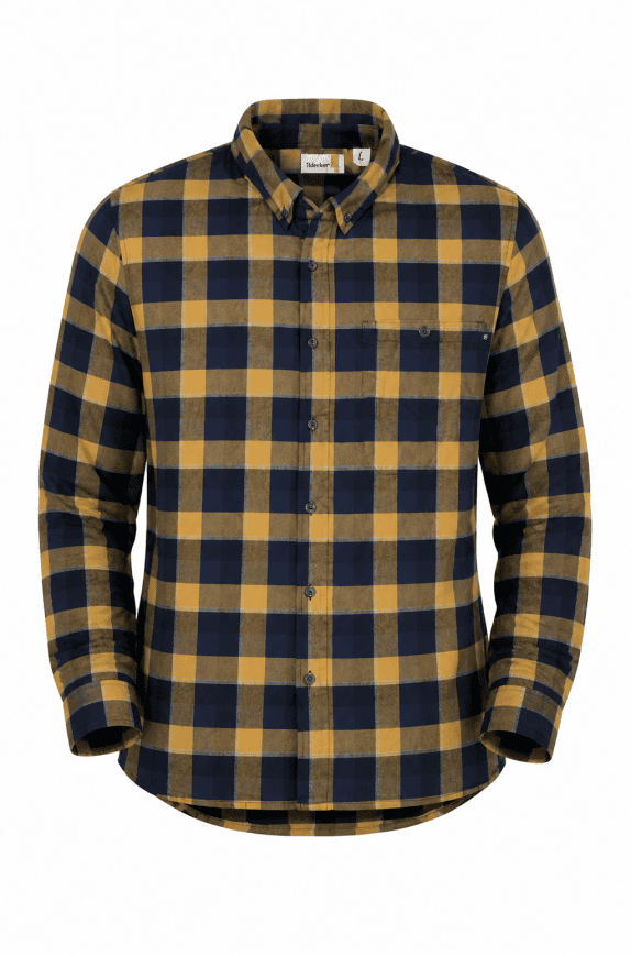 TIMBERLAND SHIRT PLAID CLASSIC BLUE YELLOW MEN PRE OWNED L