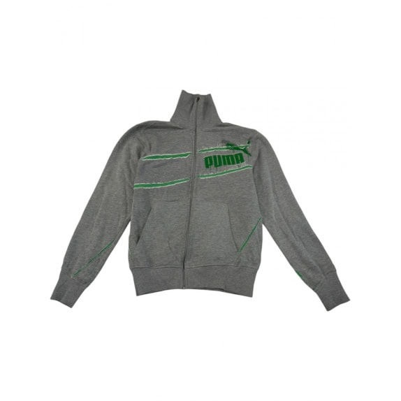 VINTAGE Puma Ζακέτα Track με Όρθιο Γιακά Γκρι-Πράσινο, M