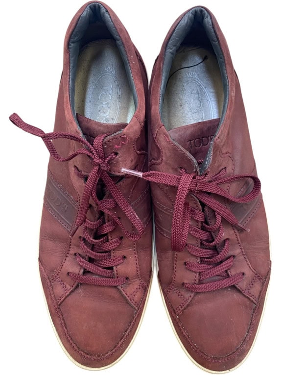 TOD'S Δερμάτινα Sneakers Logo Μπορντό Unisex 43