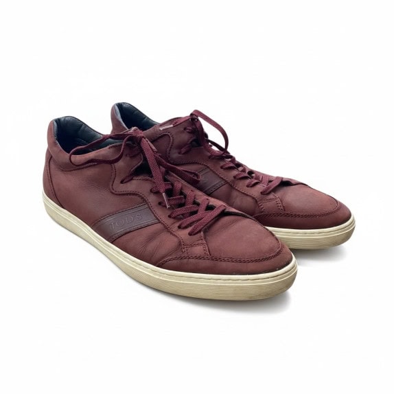 TOD'S Δερμάτινα Sneakers Logo Μπορντό Unisex 43