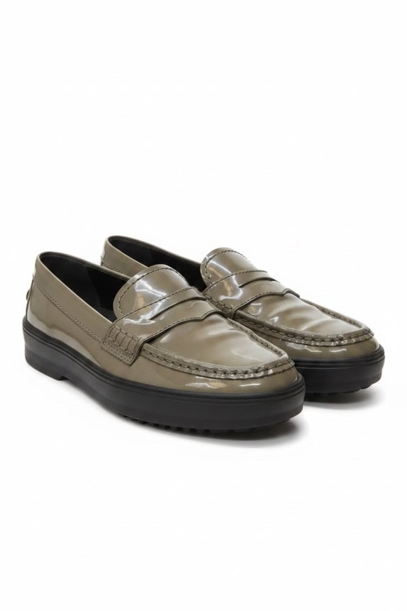 TODS LOAFERS CLASSIC OLIVE UNISEX PRE OWNED EU 39