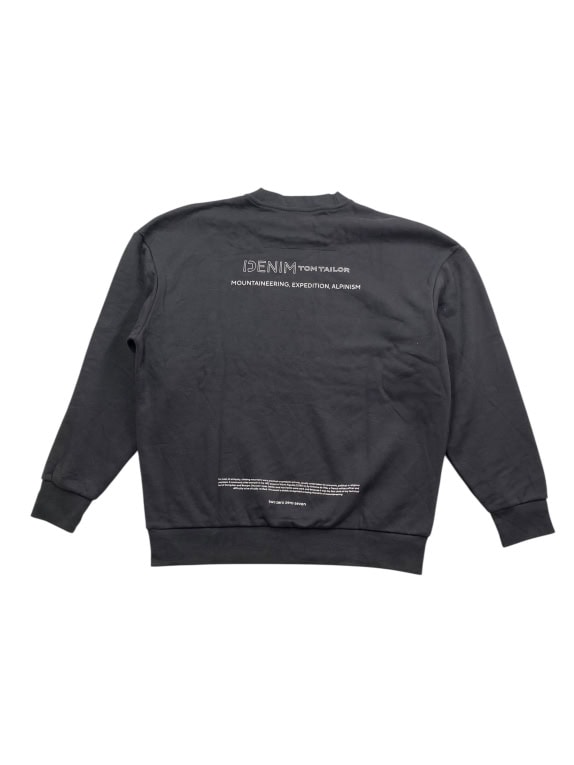 Tom Tailor Denim Φούτερ Crewneck Casual Λογότυπο Μαύρο Ανδρικό XL