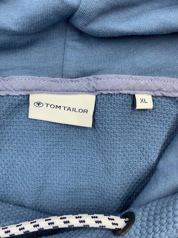TOM TAILOR ΦΟΥΤΕΡ ΜΕ ΚΟΥΚΟΥΛΑ WAFFLE KNIT ΛΟΓΟΤΥΠΟ ΜΠΛΕ ΑΝΔΡΙΚΟ XL