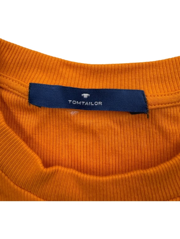 TOM TAILOR T-Shirt Ribbed Casual Basic Πορτοκαλί Ανδρικό M
