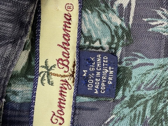TOMMY BAHAMA CAMICIA A MANICHE CORTE TROPICAL GRAPHIC GRIGIO UOMO PRE OWNED XL