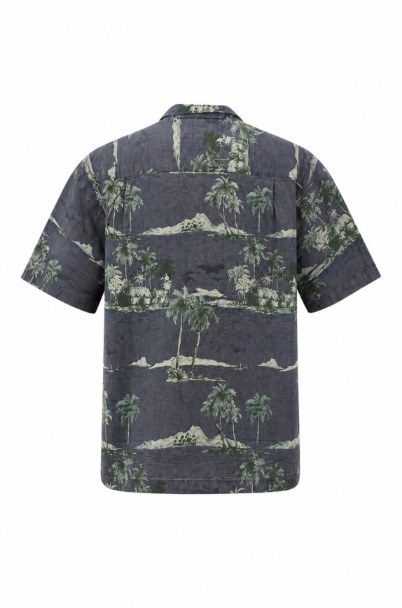 TOMMY BAHAMA CAMICIA A MANICHE CORTE TROPICAL GRAPHIC GRIGIO UOMO PRE OWNED XL