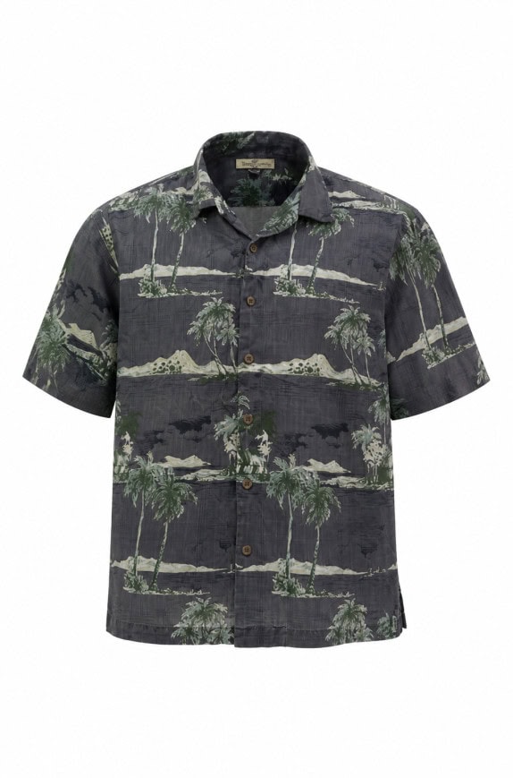 TOMMY BAHAMA ΚΟΝΤΟΜΑΝΙΚΟ ΠΟΥΚΑΜΙΣΟ TROPICAL ΔΙΑΓΡΑΦΙΚΟ ΓΚΡΙ ΑΝΤΡΙΚΟ PRE OWNED