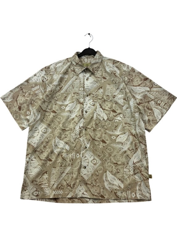 TOMMY BAHAMA SHORT SLEEVE SHIRT TROPICAL BEIGE MEN PRE OWNED L