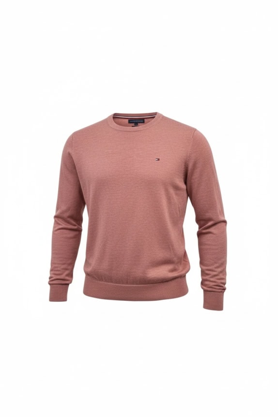Tommy Hilfiger Ανδρική Πλεκτή Μπλούζα Ροζ Cotton Silk Size L