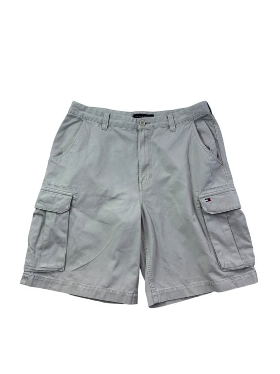 TOMMY HILFIGER CARGO SHORTS UTILITY STONE GREY MENS PRE OWNED L
