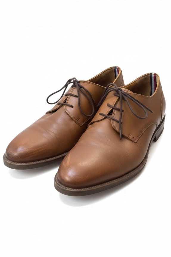 TOMMY HILFIGER LEATHER DERBY CLASSIC BROWN MENS PRE OWNED
