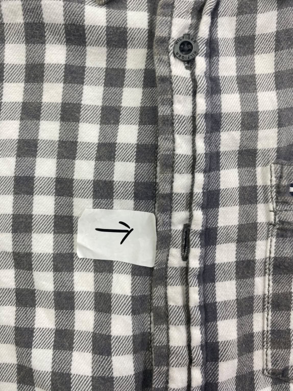 TOMMY HILFIGER Plaid Shirt Casual Logo Grey-White Men’s L