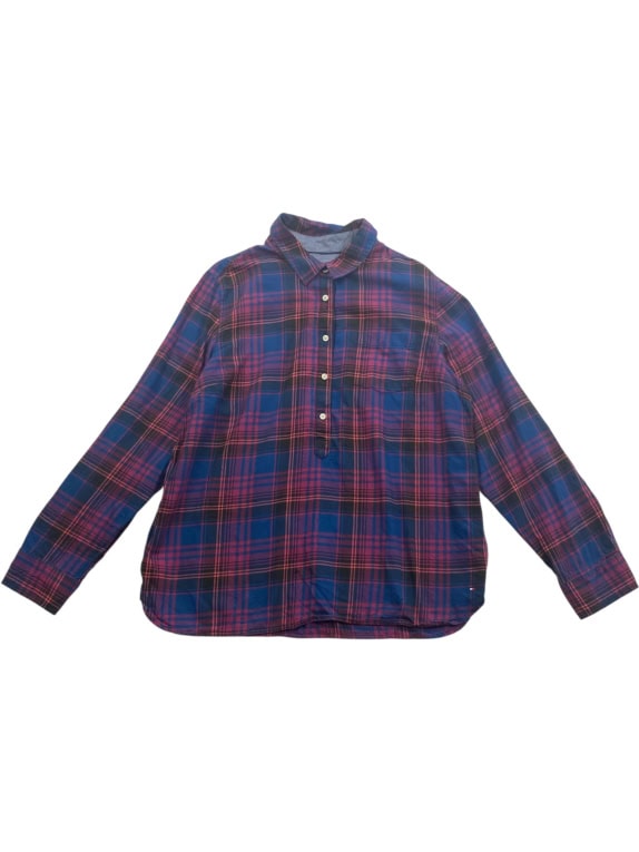 TOMMY HILFIGER Καρό Πουκάμισο Casual Logo Μπλε-Ροζ Γυναικείο XL