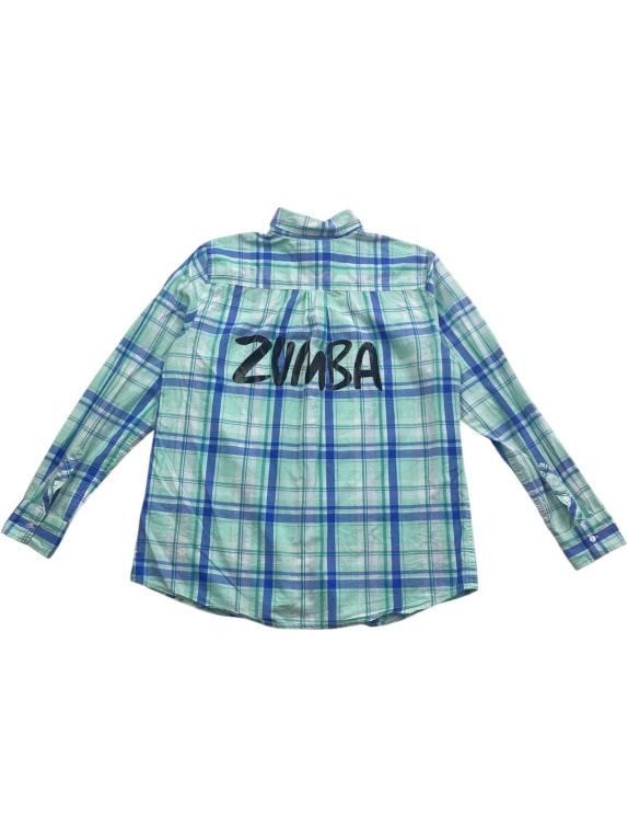 TOMMY HILFIGER Plaid Shirt Relaxed Fit Logo Green-Blue Men’s M
