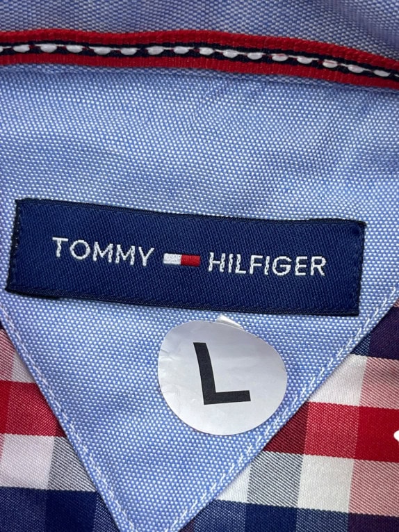 TOMMY HILFIGER ΚΟΝΤΟΜΑΝΙΚΟ ΠΟΥΚΑΜΙΣΟ ΚΑΡΟ ΠΟΛΥΧΡΩΜΟ ΑΝΤΡΙΚΟ PRE OWNED L