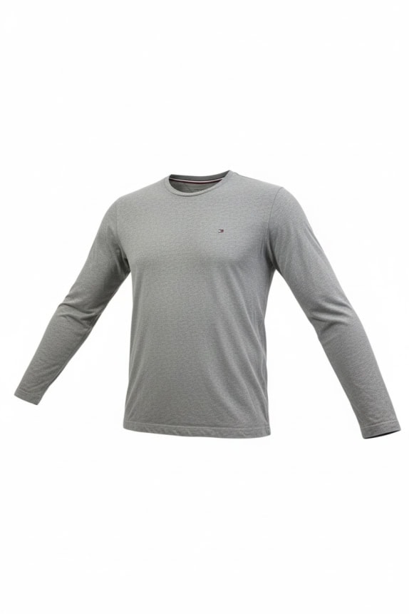 TOMMY HILFIGER ΜΠΛΟΥΖΑ ΜΑΚΡΥΜΑΝΙΚΗ SLIM FIT LOGO ΓΚΡΙ ΑΝΔΡΙΚΟ XL