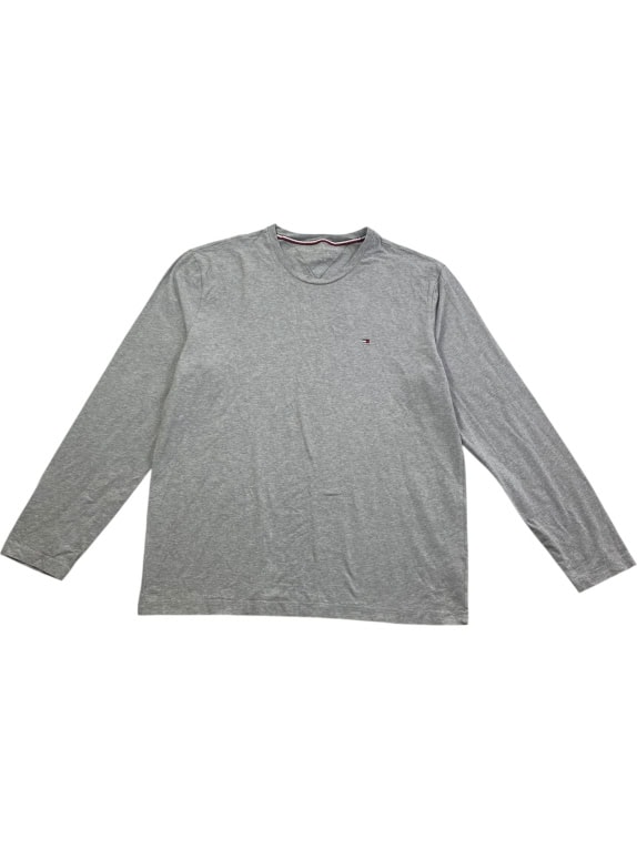 TOMMY HILFIGER ΜΠΛΟΥΖΑ ΜΑΚΡΥΜΑΝΙΚΗ SLIM FIT LOGO ΓΚΡΙ ΑΝΔΡΙΚΟ XL
