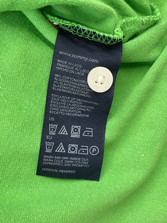 TOMMY HILFIGER Polo Shirt Classic Embroidered Logo Green Men's Small