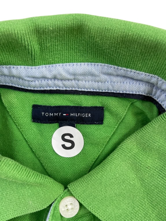 TOMMY HILFIGER Polo Shirt Classic Embroidered Logo Green Men's Small
