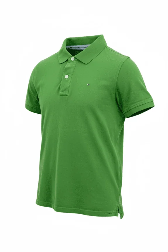 TOMMY HILFIGER Polo Shirt Classic Embroidered Logo Green Men's Small
