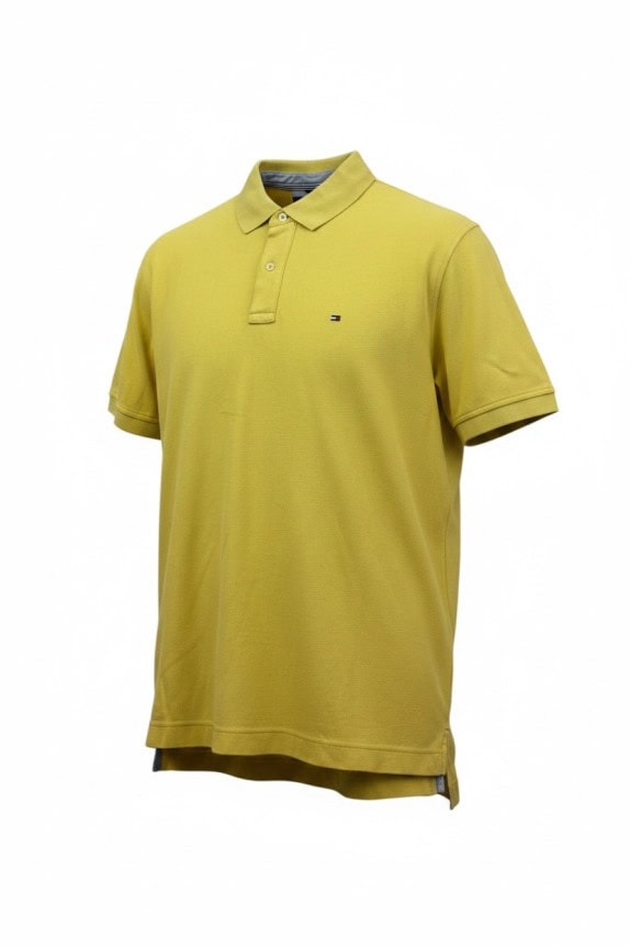 TOMMY HILFIGER POLO SHIRT CLASSIC MUSTARD YELLOW MENS PRE OWNED L
