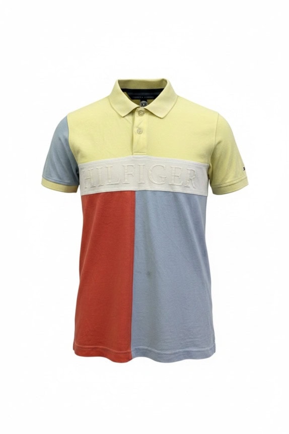 TOMMY HILFIGER POLO COLORBLOCK MULTICOLORE UOMO PRE OWNED XS