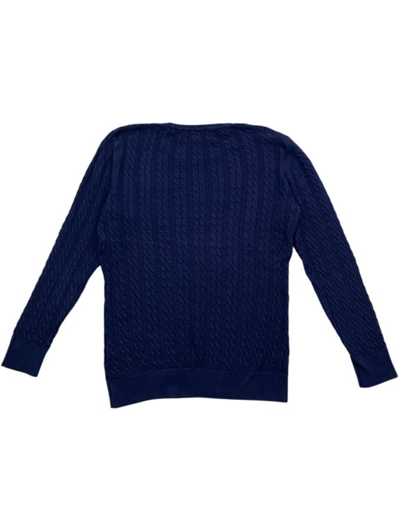 TOMMY HILFIGER ΠΛΕΚΤΗ ΜΠΛΟΥΖΑ CABLE-KNIT ΜΕ ΚΕΝΤΗΤΟ ΛΟΓΟΤΥΠΟ ΜΠΛΕ ΑΝΔΡΙΚΗ